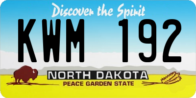 ND license plate KWM192