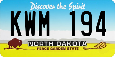 ND license plate KWM194