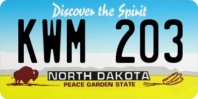 ND license plate KWM203