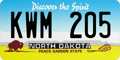 ND license plate KWM205