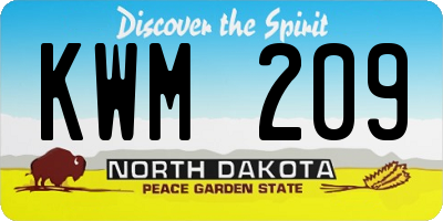 ND license plate KWM209
