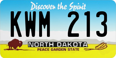 ND license plate KWM213