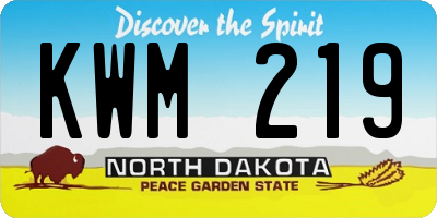 ND license plate KWM219