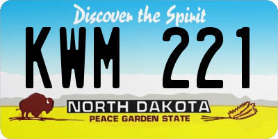 ND license plate KWM221