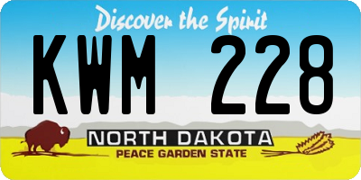 ND license plate KWM228