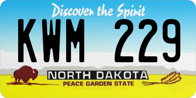 ND license plate KWM229