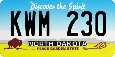 ND license plate KWM230
