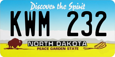 ND license plate KWM232