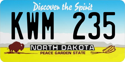 ND license plate KWM235