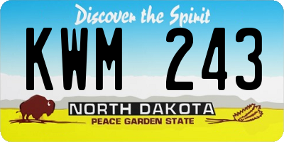 ND license plate KWM243