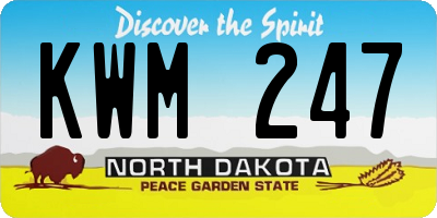 ND license plate KWM247