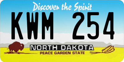 ND license plate KWM254