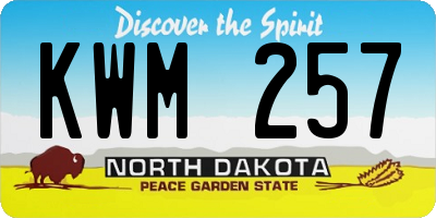 ND license plate KWM257
