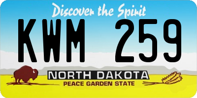 ND license plate KWM259