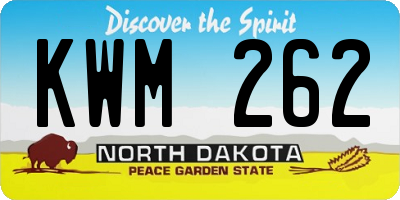 ND license plate KWM262