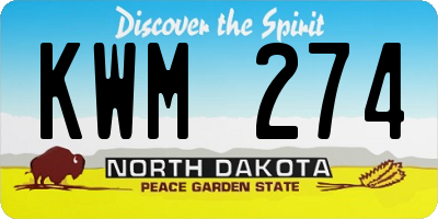 ND license plate KWM274