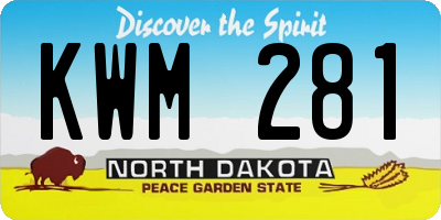 ND license plate KWM281