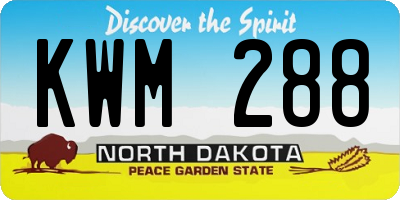 ND license plate KWM288