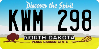 ND license plate KWM298