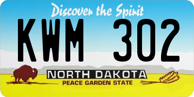 ND license plate KWM302