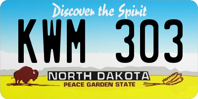 ND license plate KWM303