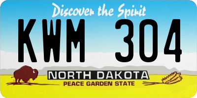 ND license plate KWM304