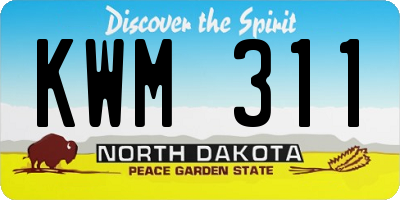 ND license plate KWM311