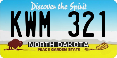 ND license plate KWM321