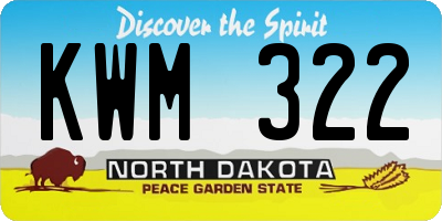 ND license plate KWM322