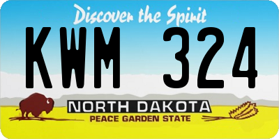 ND license plate KWM324