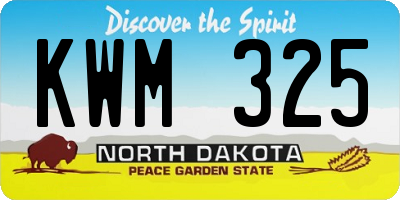ND license plate KWM325