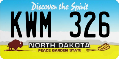 ND license plate KWM326