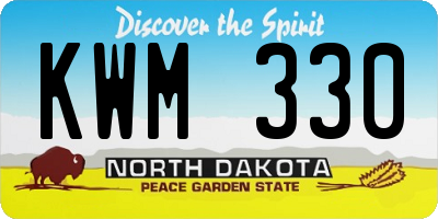 ND license plate KWM330