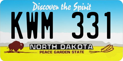 ND license plate KWM331