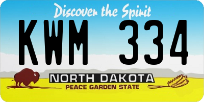 ND license plate KWM334
