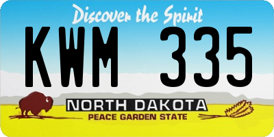 ND license plate KWM335