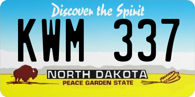 ND license plate KWM337