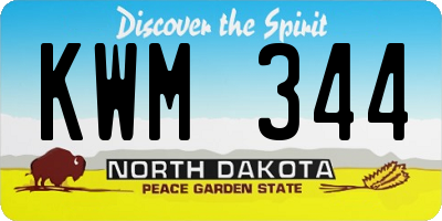 ND license plate KWM344