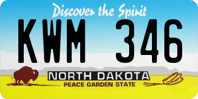 ND license plate KWM346