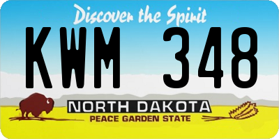 ND license plate KWM348