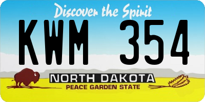 ND license plate KWM354