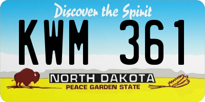 ND license plate KWM361