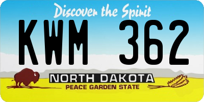 ND license plate KWM362