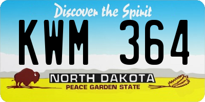 ND license plate KWM364