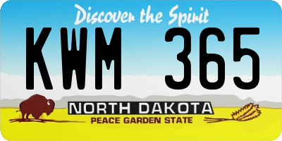ND license plate KWM365