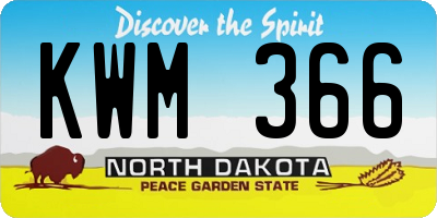 ND license plate KWM366