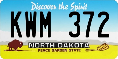 ND license plate KWM372