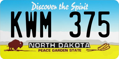 ND license plate KWM375
