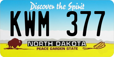 ND license plate KWM377