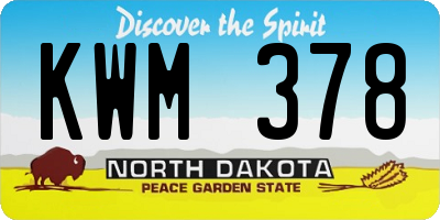 ND license plate KWM378